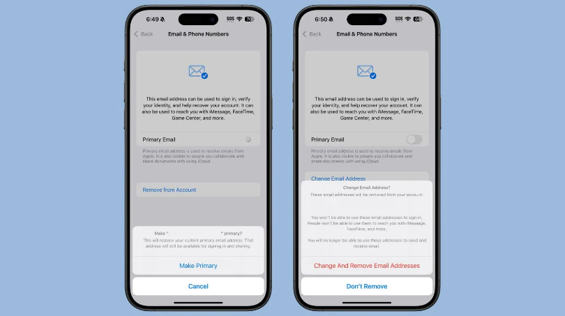 雅星镇苹果手机维修分享苹果 iOS 18.1 支持设置“主要”邮箱地址并更改 iCloud 邮箱 